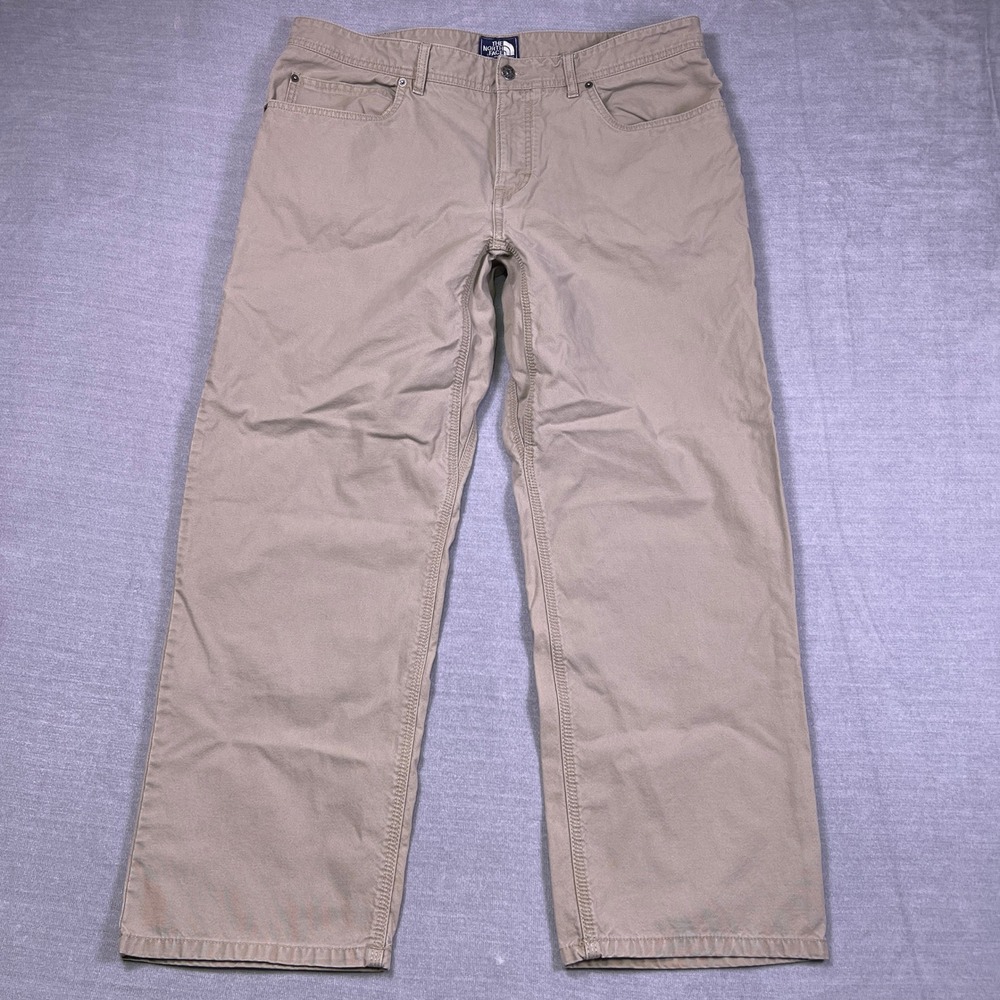 The North Face Straight Fit Mid Rise‎ Chino Pants Mens 40 Short Tan Cotton Nylon